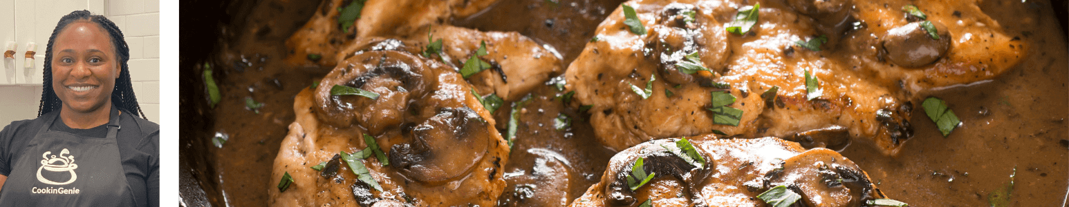 CookinGenie Courtney's Chicken Marsala Chicken Thighs Valentines day menu