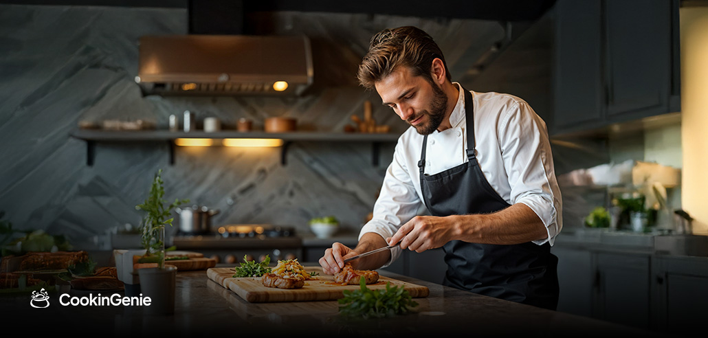 Chef preparing gourmet dish