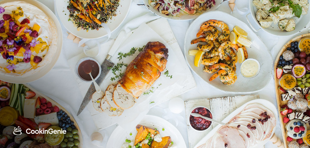Private chef-prepared 5-course meal spread with gourmet dishes