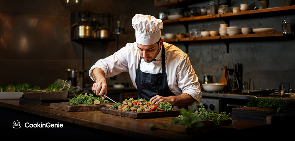 Private chef preparing authentic Greek dish