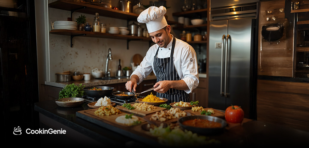Private chef preparing authentic Indian food at home