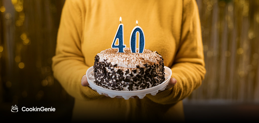 40th birthday cake with candles