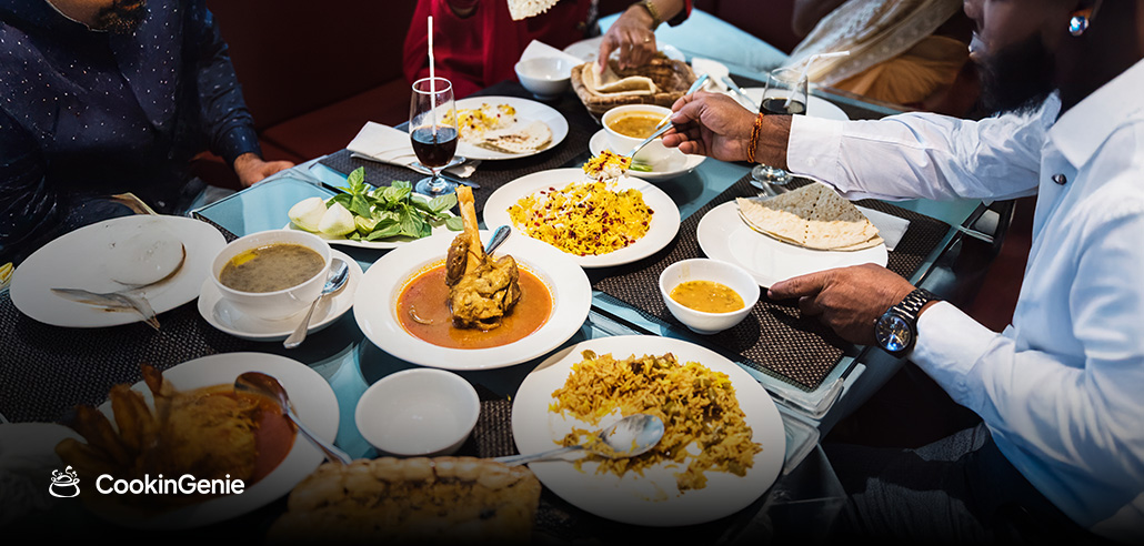 Family enjoying a chef-prepared meal at home