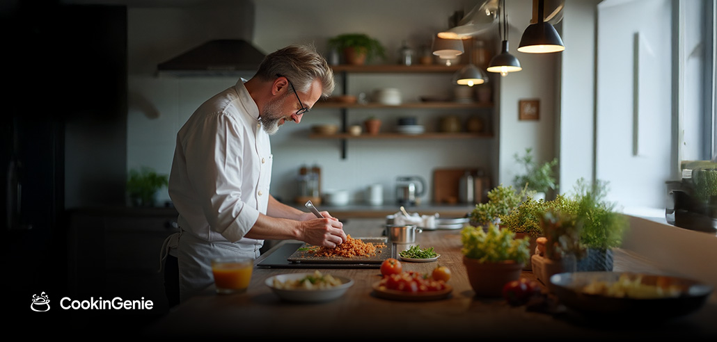Personal chef cooking at home