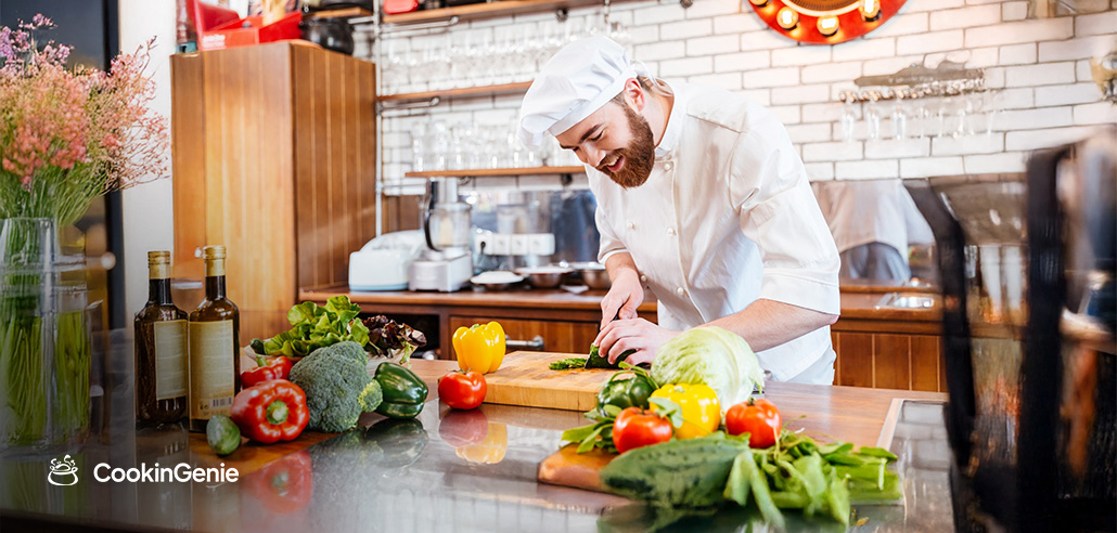 Chef preparing fresh vegetables in a home kitchen