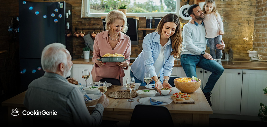 Family celebrating a 50th birthday with a private chef at home
