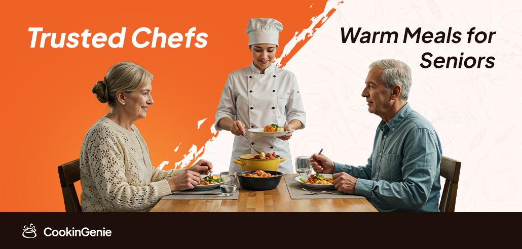 Personal chef serving warm meals to seniors at home