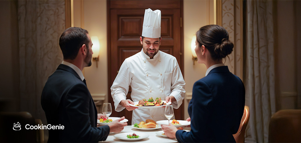 Private chef serving a fine dining meal