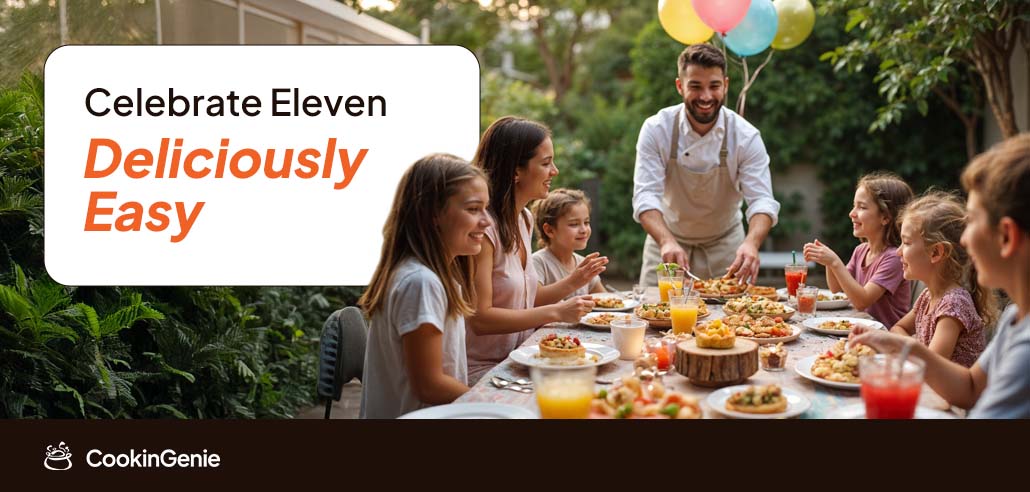 Kids enjoying an outdoor 11th birthday party with a private chef