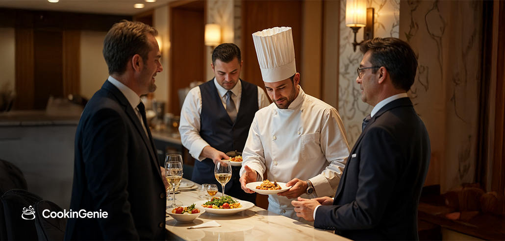 Private chef serving gourmet meals for concierge clients