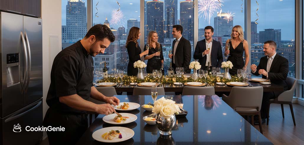 Chef preparing NYE dinner