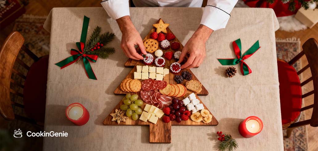 Christmas tree-shaped charcuterie board