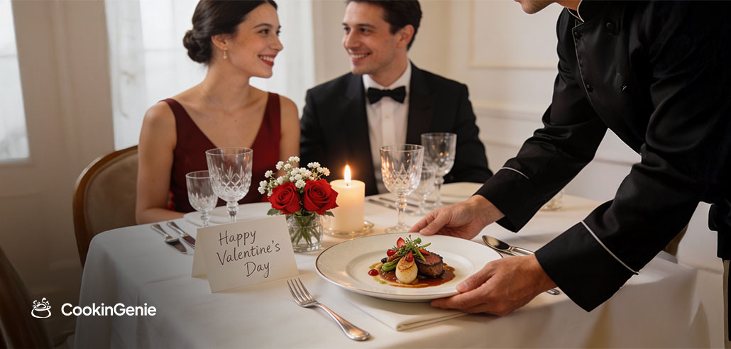 Couple enjoying a Valentine’s Day dinner in Miami with a private chef at home