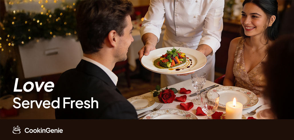 Private chef serving a romantic vegan Valentine’s Day dinner at home