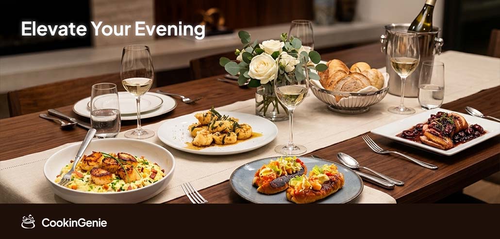 Elegant in-home fine dining table set by a private chef in New York