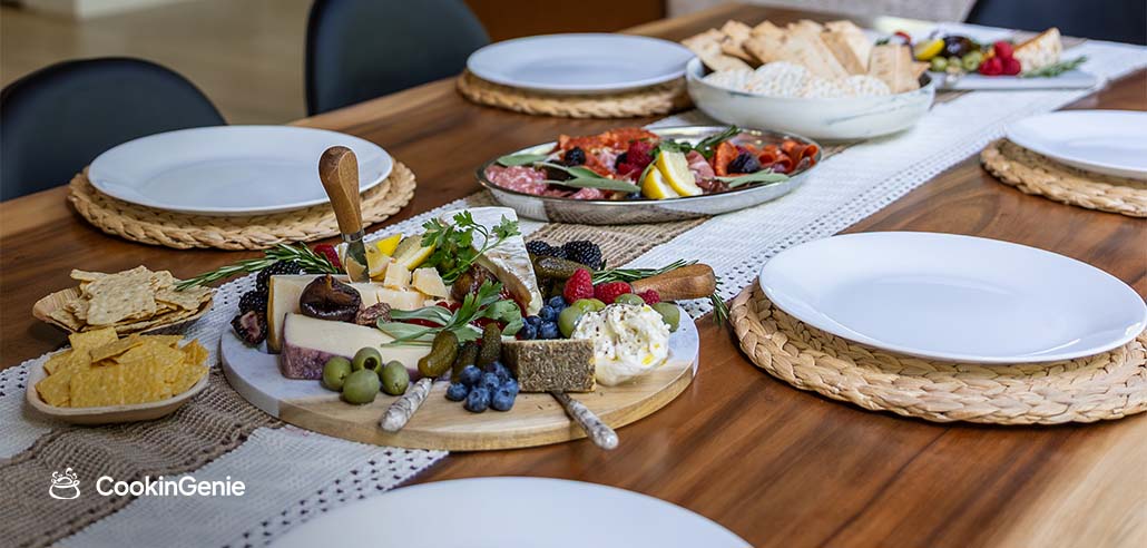 Custom charcuterie board with cheeses, berries, and cured meats for private dining